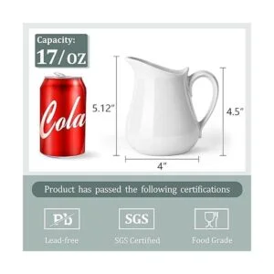 Yedio Jarra de crema de leche de porcelana con asa jarra_2
