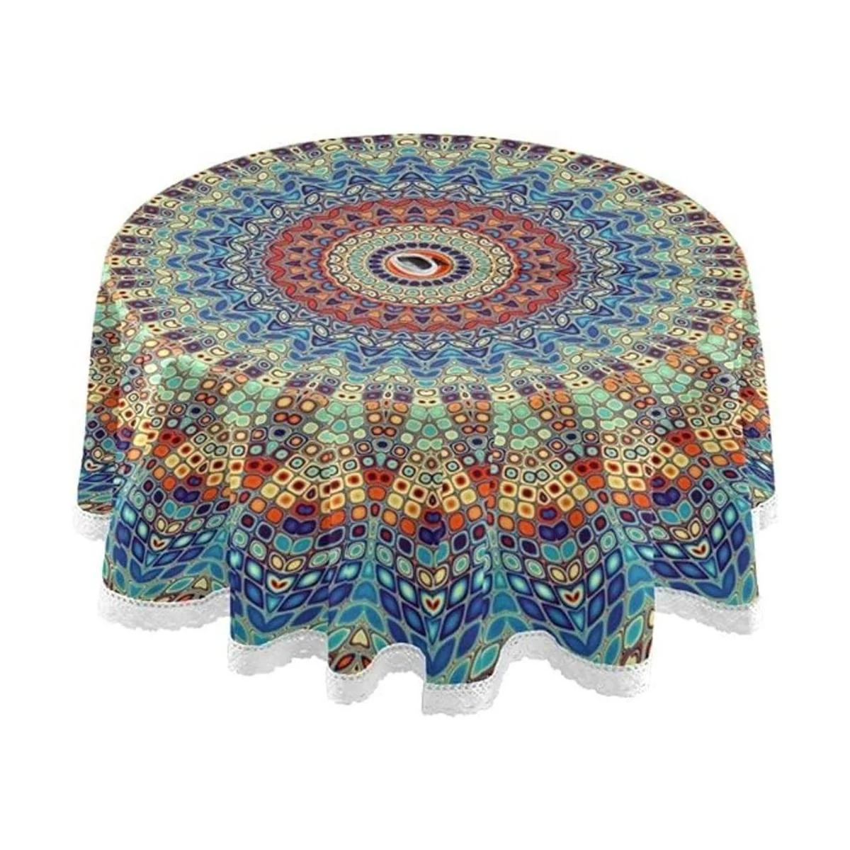 Qilmy Mantel de mandala para exteriores mantel redondo