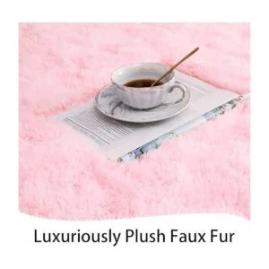 Keeko Alfombra de área de color rosa esponjosa bonita_5