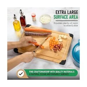 Tabla de cortar de bambú orgánico extra grande con