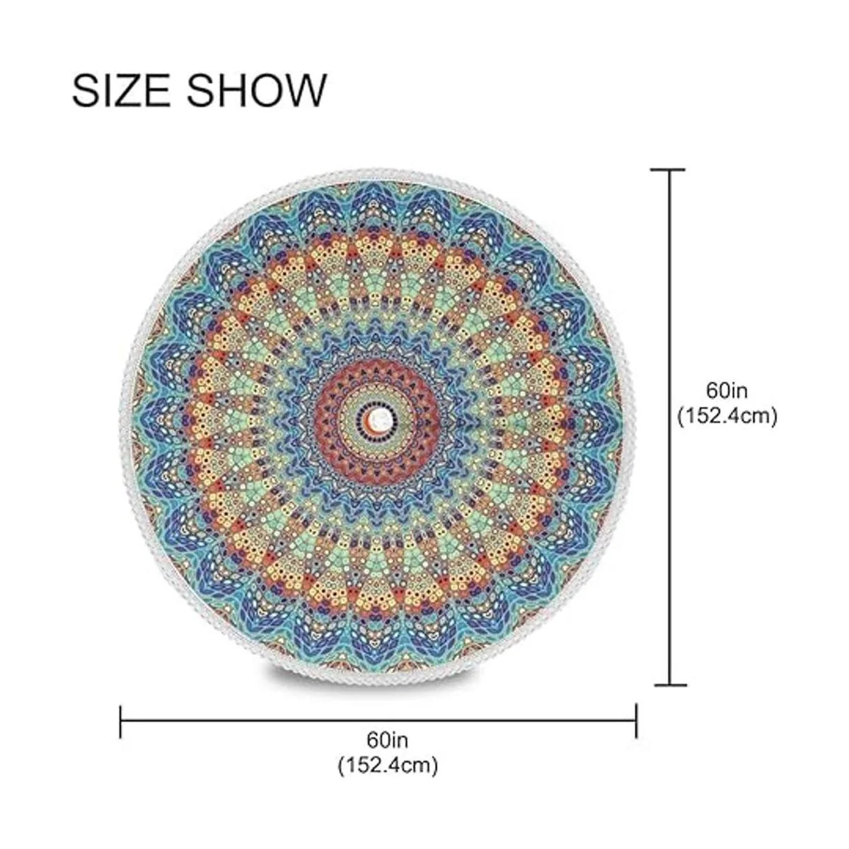 Qilmy Mantel de mandala para exteriores mantel redondo