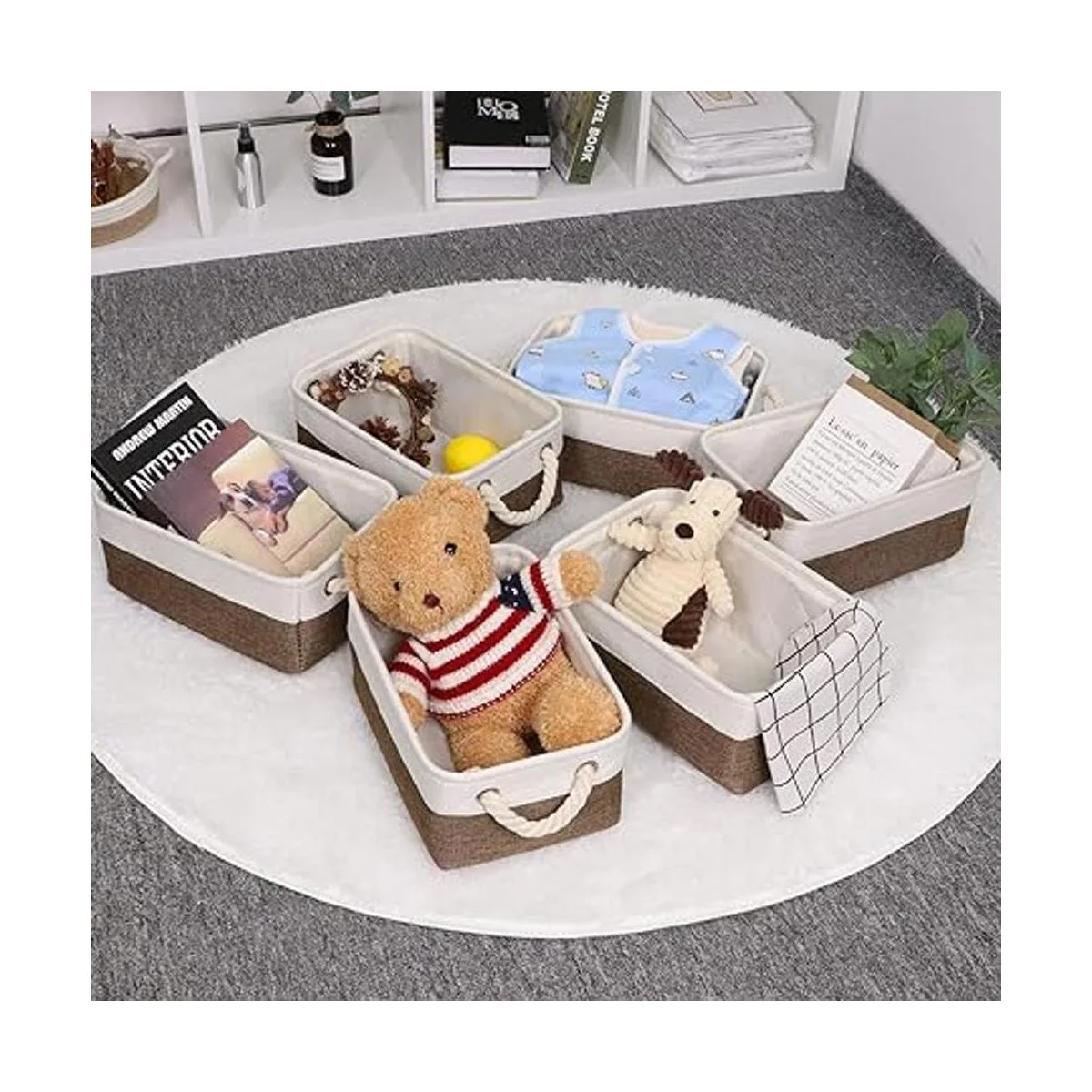 Bidtakay Cestas plegables de almacenamiento de tela con_3