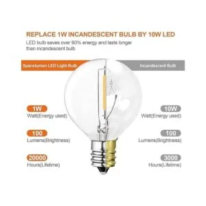 Spacelumen Paquete de 25 bombillas LED G40 de repuesto 1_3