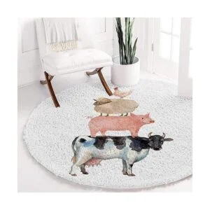 Shag Alfombra de área redonda de 3 pies para interiores_3