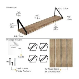 Wallniture Ponza Estantes flotantes de madera para pared_6