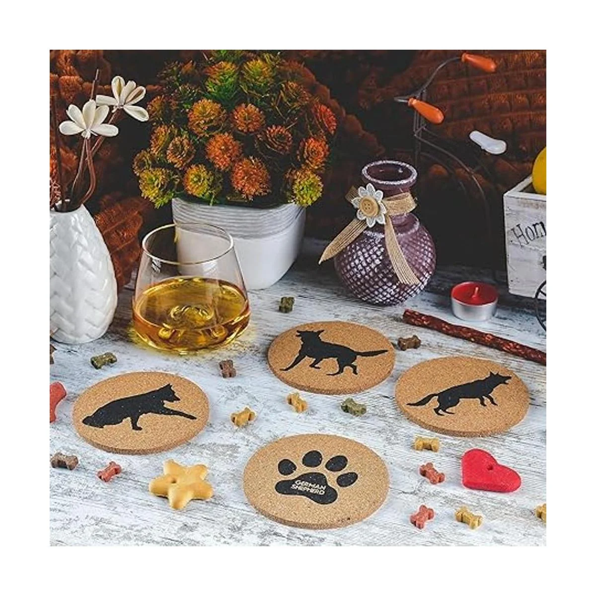 Posavasos de corcho para amantes del pastor alemán juego