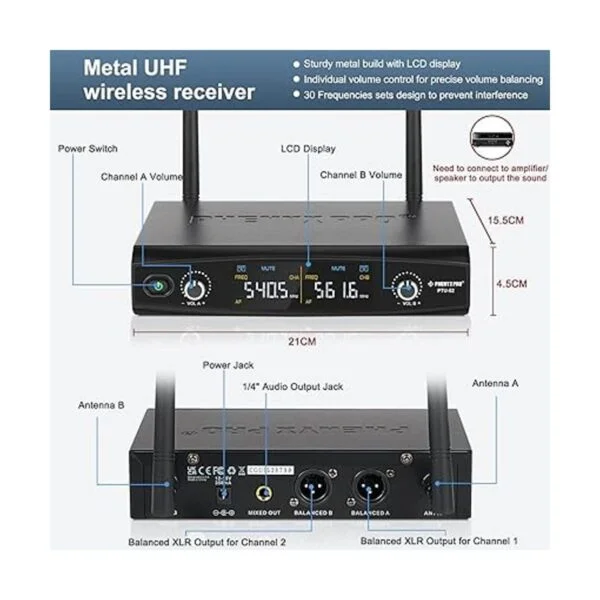 Phenyx Pro Sistema de micrófono inalámbrico de metal con_2
