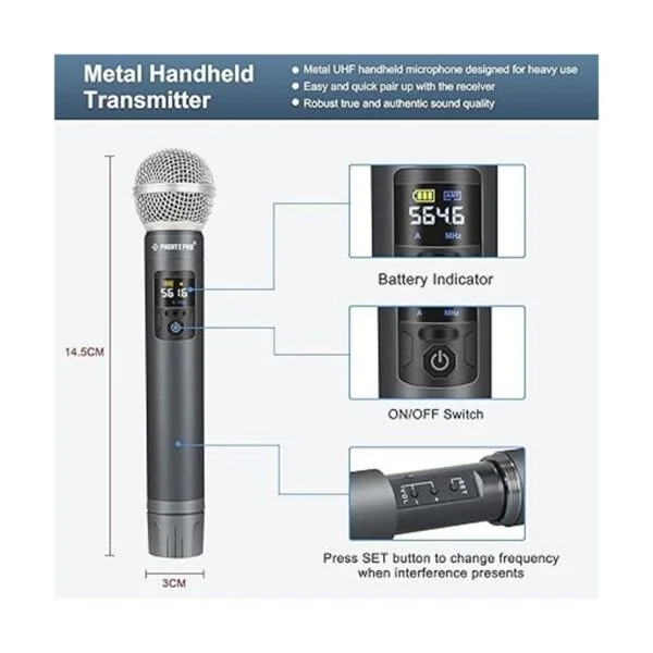 Phenyx Pro Sistema de micrófono inalámbrico de metal con_3