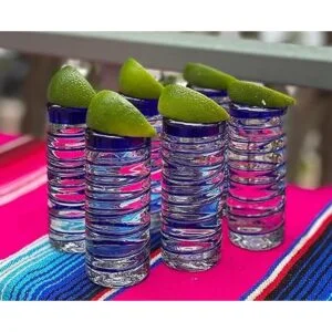 Copas de chupito mexicanas sopladas a mano juego de 6_2