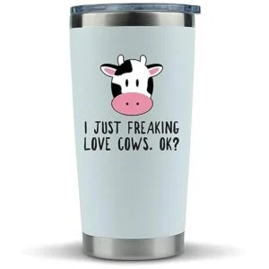Cow Gifts Vaso de café de 20 onzas para café o vino idea