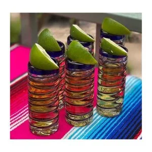 Copas de chupito mexicanas sopladas a mano juego de 6_3