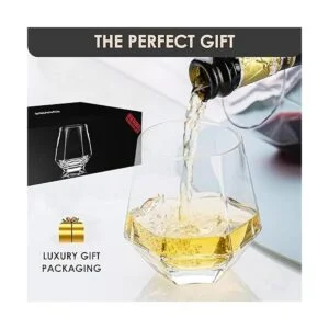 JBHO Juego de 6 copas de vino sin tallo juego de copas de_4