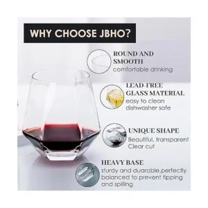 JBHO Juego de 6 copas de vino sin tallo juego de copas de_3