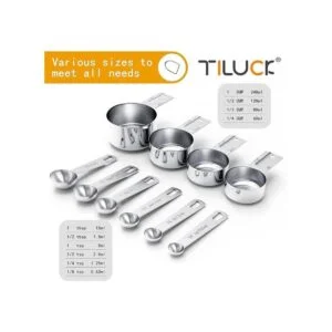 TILUCK Juego de tazas y cucharas medidoras de acero_2