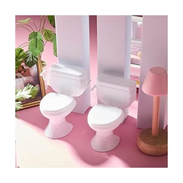 2 piezas mini asiento de inodoro de juguete para casa de_5