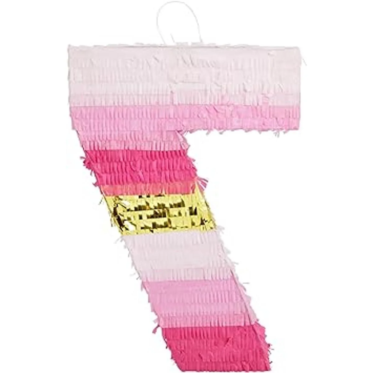 Piñata pequeña rosa y dorada número 7 para decoración de_6