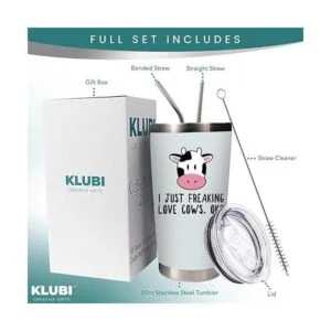 Cow Gifts Vaso de café de 20 onzas para café o vino idea