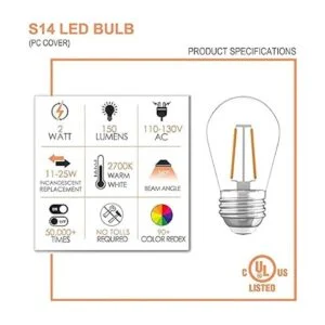 Paquete de 15 bombillas LED S14 para cadena de luces al_3