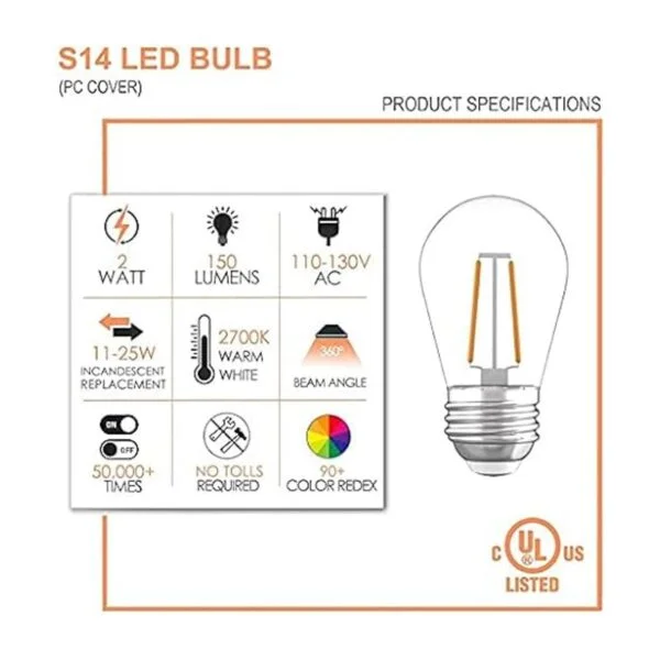 Paquete de 15 bombillas LED S14 para cadena de luces al_3