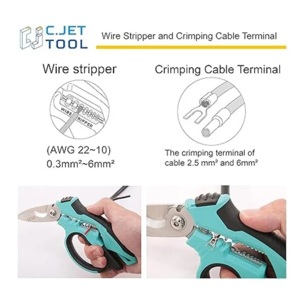 C.JET TOOL Tijeras de electricista tipo ángulo inoxidable_5