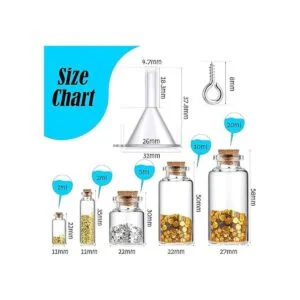 45 botellas de vidrio pequeñas transparentes con tapones