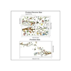 DILIBRA Adhesivo de pared de colibrí en la rama del árbol