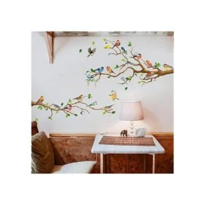 DILIBRA Adhesivo de pared de colibrí en la rama del árbol