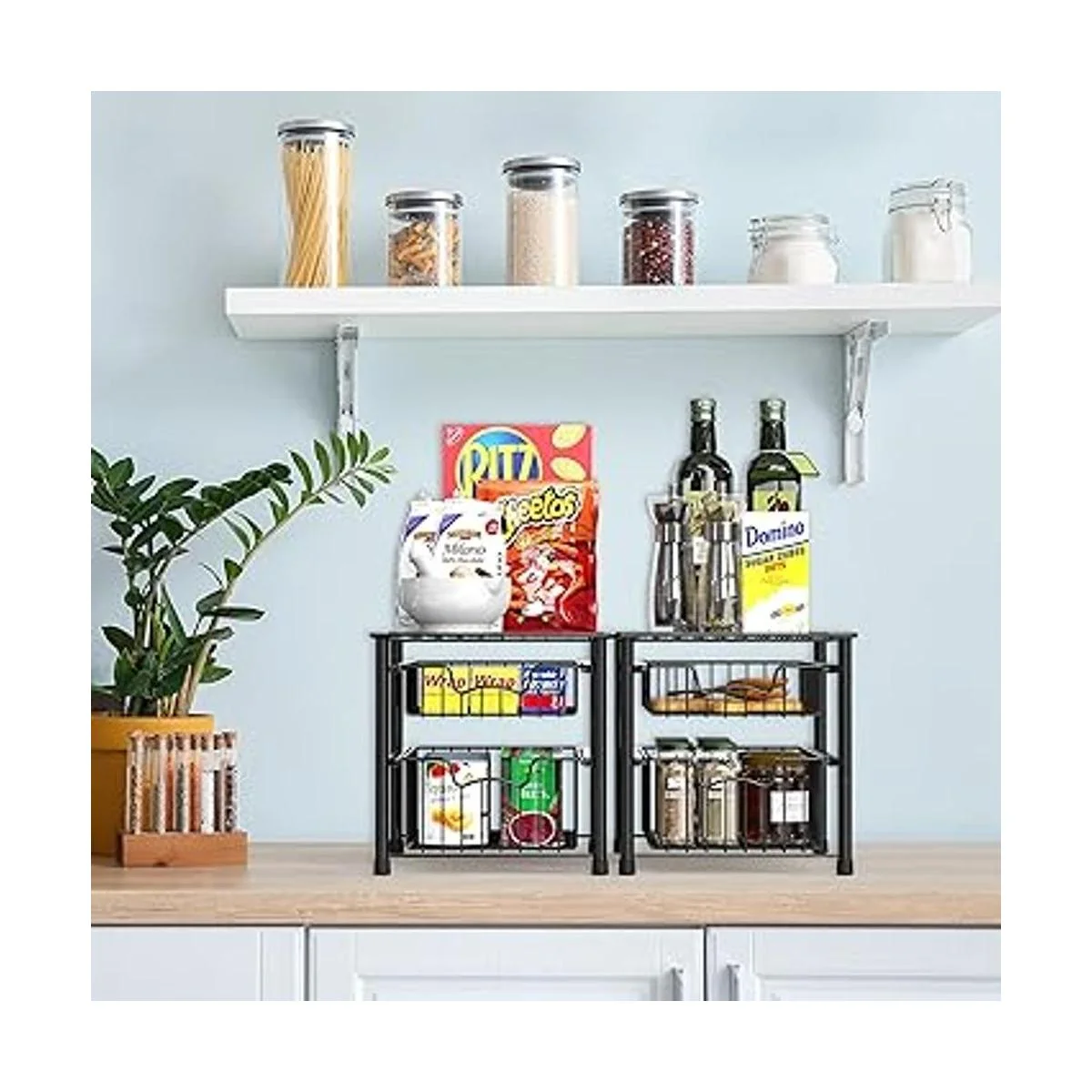 SimpleHouseware Cajón apilable de 2 niveles color negro_6