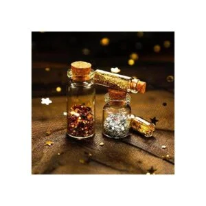 45 botellas de vidrio pequeñas transparentes con tapones