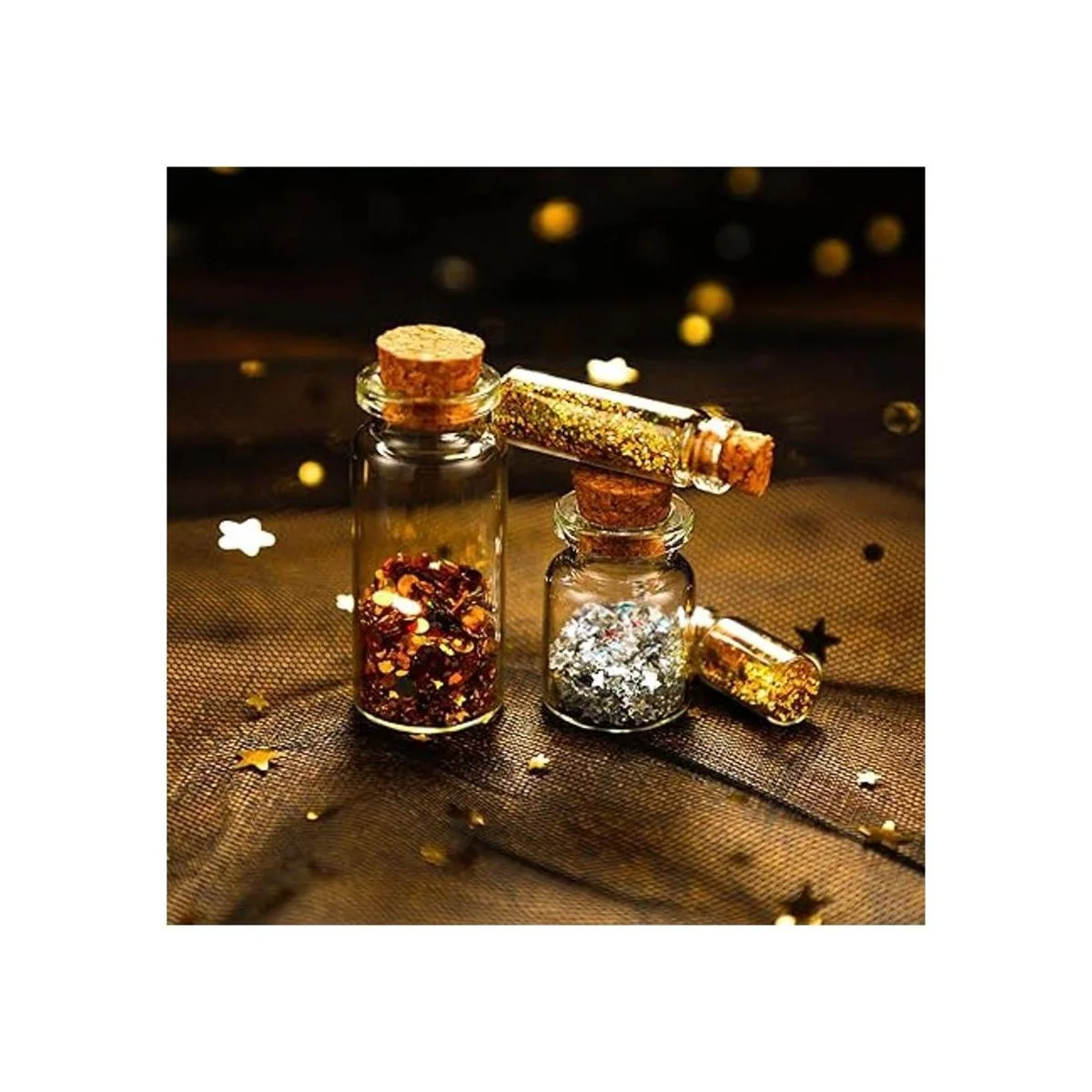 45 botellas de vidrio pequeñas transparentes con tapones