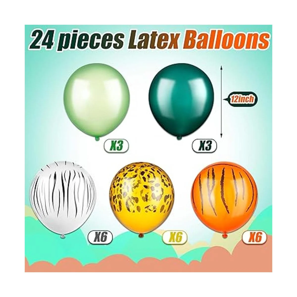Liliful 24 globos de selva de 12 pulgadas globos de_2