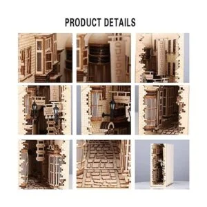 Kit de rincón de libros de diagonal de madera soporte_4