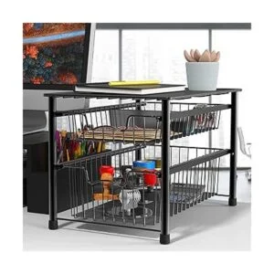 SimpleHouseware Cajón apilable de 2 niveles color negro_2