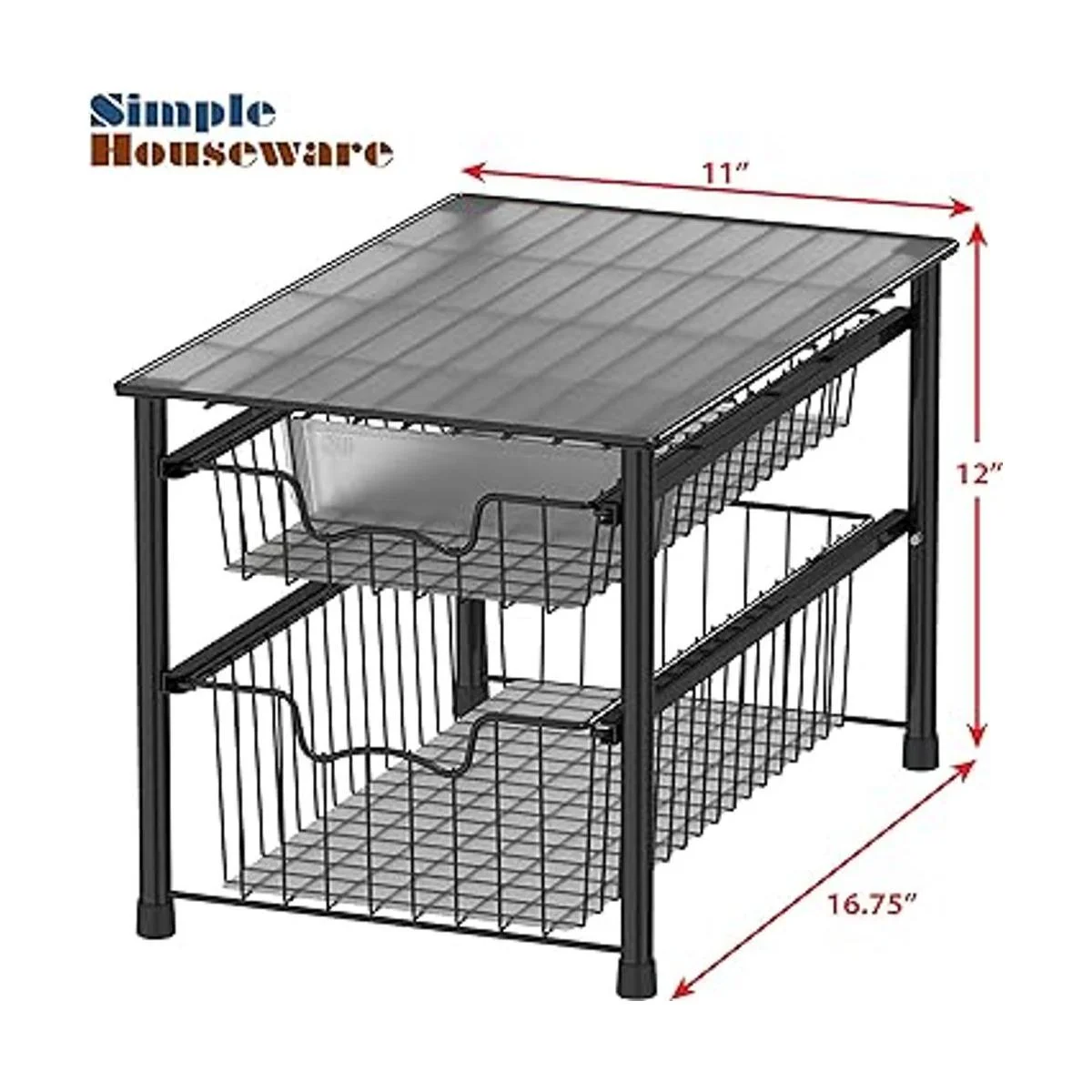 SimpleHouseware Cajón apilable de 2 niveles color negro_4
