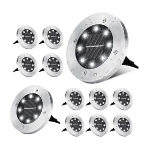 ODEETRONIC Luces solares de tierra paquete de 12 8 luces_1