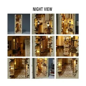 Kit de rincón de libros de diagonal de madera soporte_5