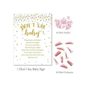Dont Say Baby Shower Pinza para ropa para niña incluye