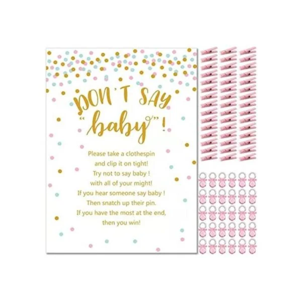 Dont Say Baby Shower Pinza para ropa para niña incluye