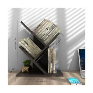 Godferyxin Estantería para árbol organizador de libros de_5