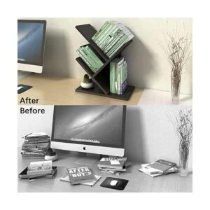 Godferyxin Estantería para árbol organizador de libros de_3