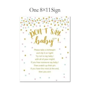 Dont Say Baby Shower Pinza para ropa para niños incluye