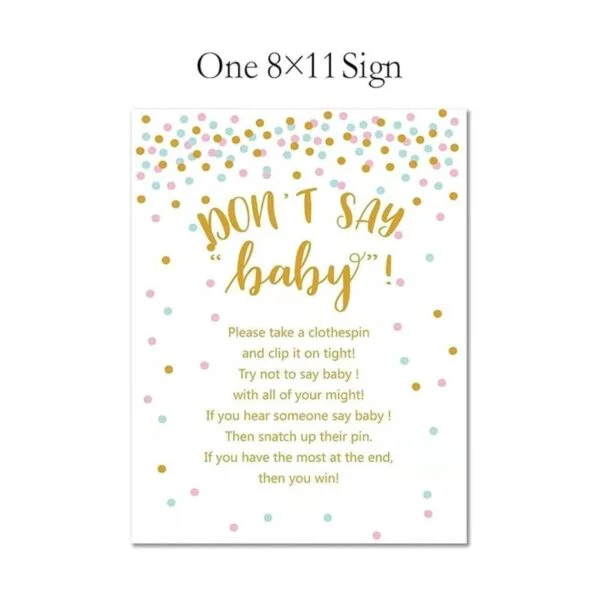 Dont Say Baby Shower Pinza para ropa para niños incluye
