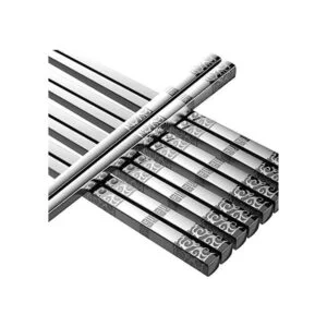 Palillos de metal reutilizables 5 pares de palillos de