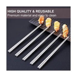 Palillos de metal reutilizables 5 pares de palillos de