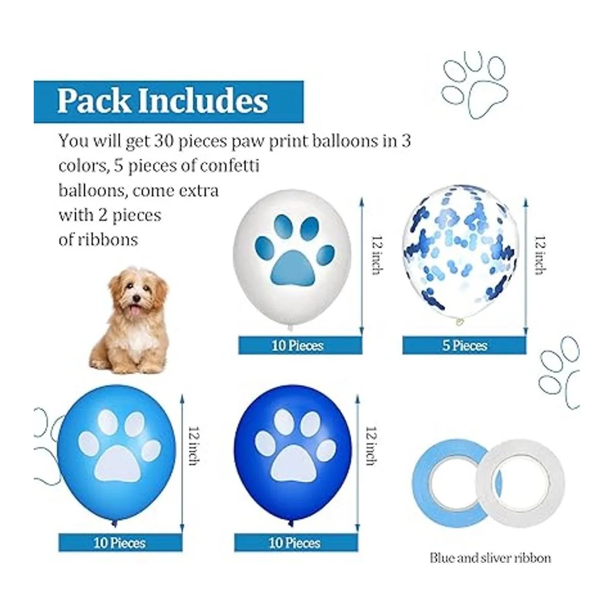 Juego de 35 globos con estampado de patas de 12 pulgadas_2