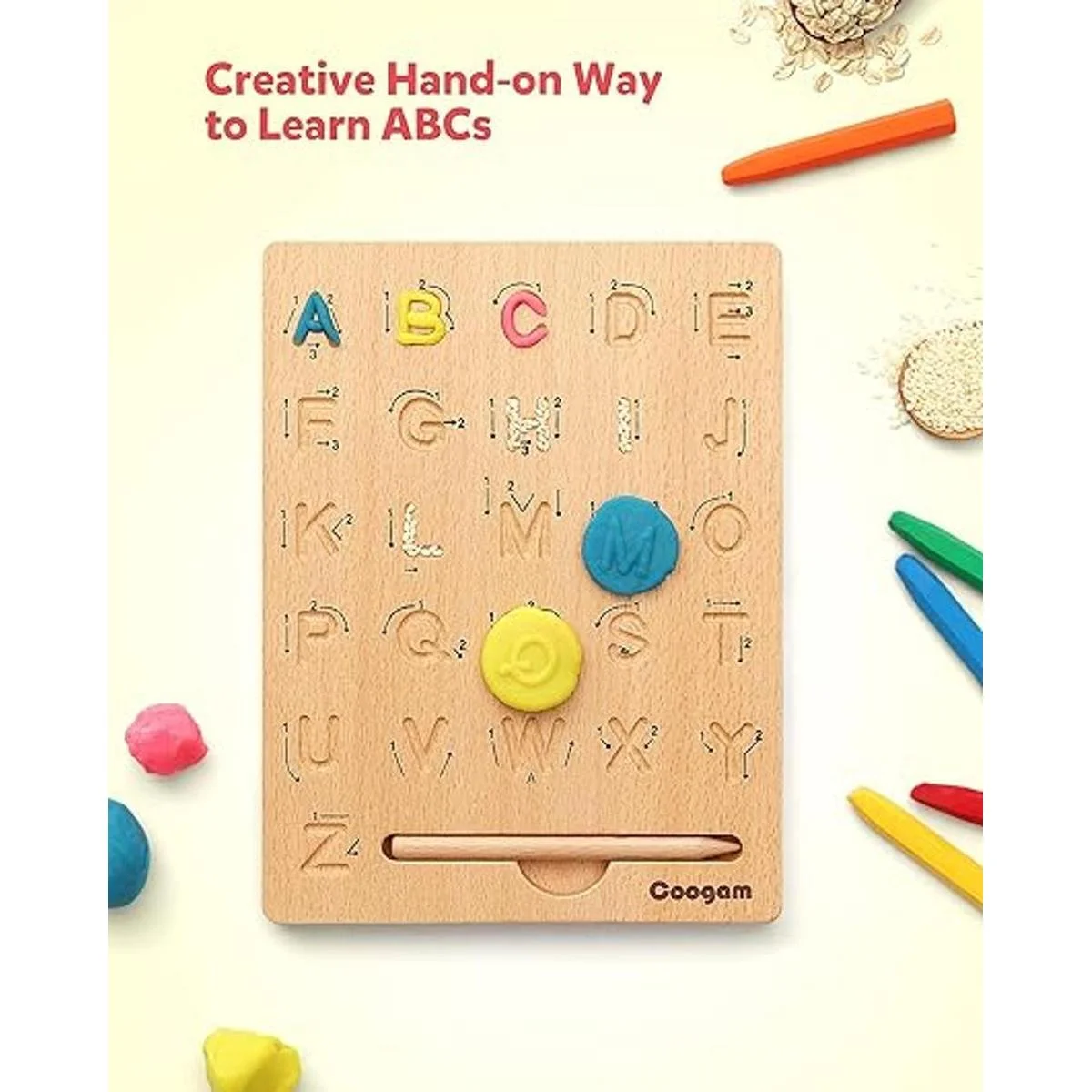 Coogam Tablero de madera para practicar las letras_4