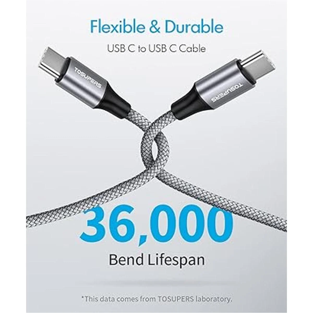 10 pies paquete de 2 unidades Cable largo USB C a USB C_3