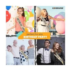 CORRURE Banda de cumpleaños con purpurina de Birthday_2