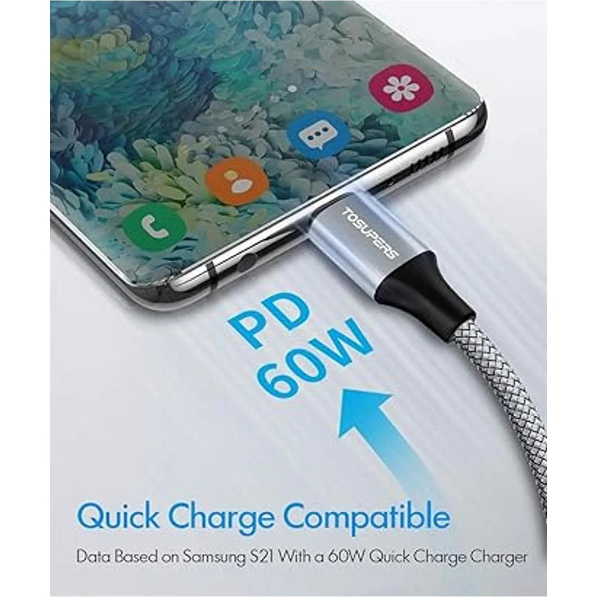 10 pies paquete de 2 unidades Cable largo USB C a USB C_4