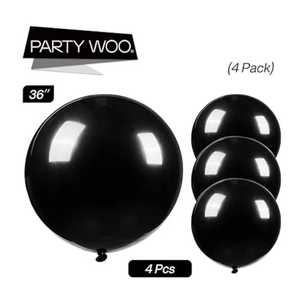 PartyWoo Globos negros 4 globos grandes de 36 pulgadas_6